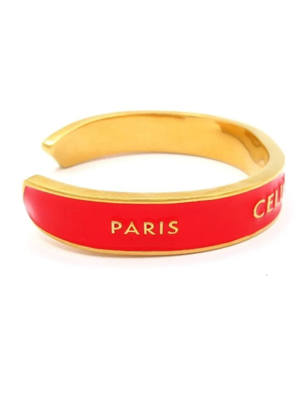Celine Bangle Gold Red Ribbon Small Cuff Bracelet